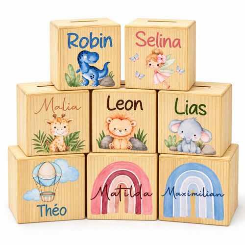 Spardose personalisiert holz - spardose,
