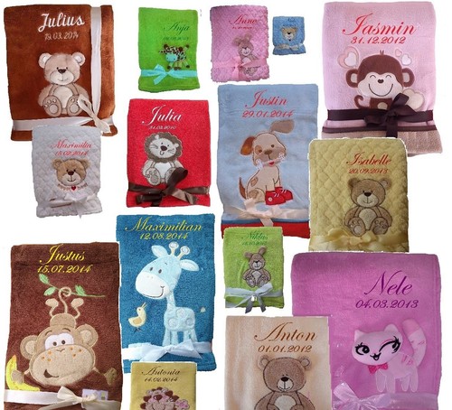 Babydecke mit namen bestickt - babydecke,