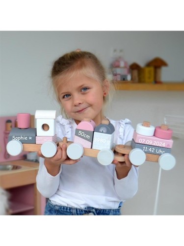 Label holzzug rosa - label,